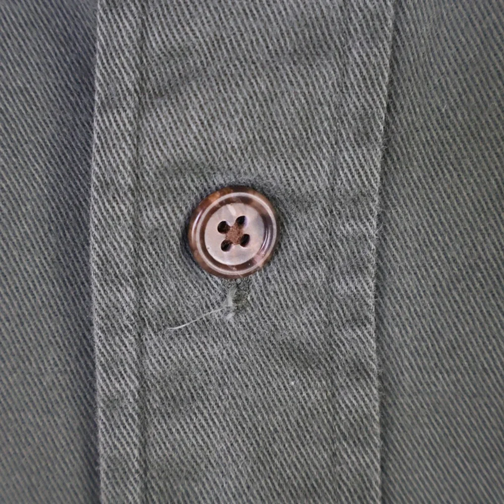 Vintage Banana Republic Safari Travel Button Down‎ Shirt Utility Green Cotton L